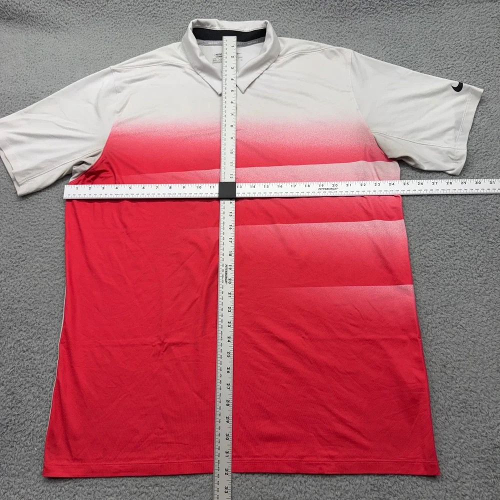 Nike Golf 854274-100 Mens XL Red White Gradient Dri-FIT Standard Fit Polo Shirt